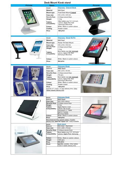 Tablet Stand - VMS Standing Kiosk Display Tablet Holder Lockable iPad ...