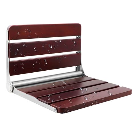 Snapklik.com : Folding Teak Shower Seat Wall Mounted,Fold Down Shower ...