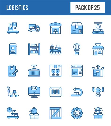 25 Logística dois ícones de cor pacote ilustração vetorial | Vetor Premium