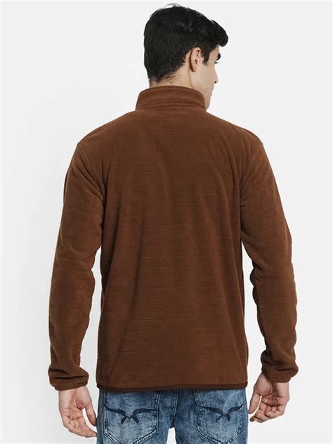 Men Brown Solid Sweatshirt