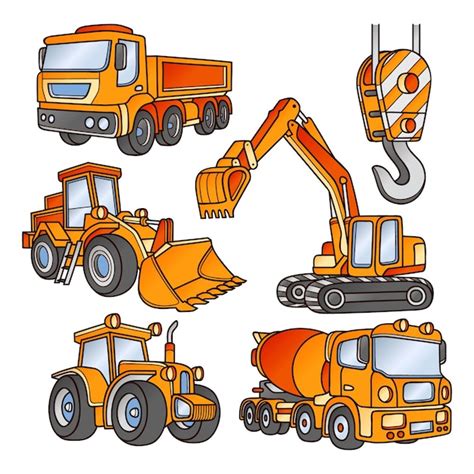 Various angles and perspectives of excavators | Free Vector