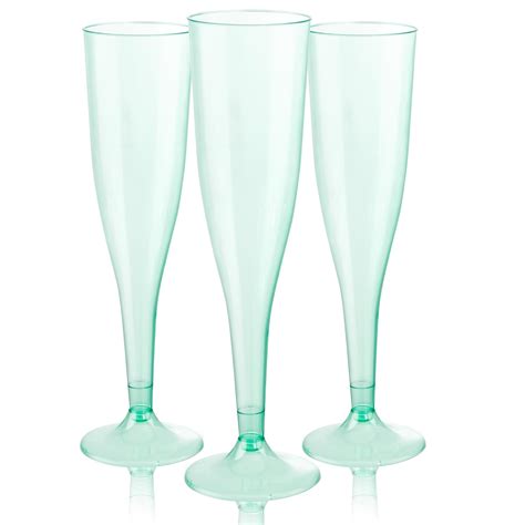 Amazon.com | WDF 36 Pack Clear Green Plastic Champagne Flutes - 7OZ ...