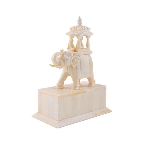 Buy Handcrafted Bone Inlay Elephant Howdah Statue Online | Table Decor ...