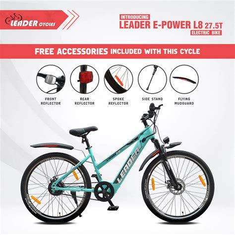 Buy Leader E-Power L8 Sea Green 27.5T Unisex Electric Cycle | Bicycle Kart