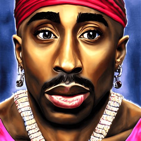 Tupac Shakur mit Diamant-Nasenring und rotem Halstuch · Creative Fabrica