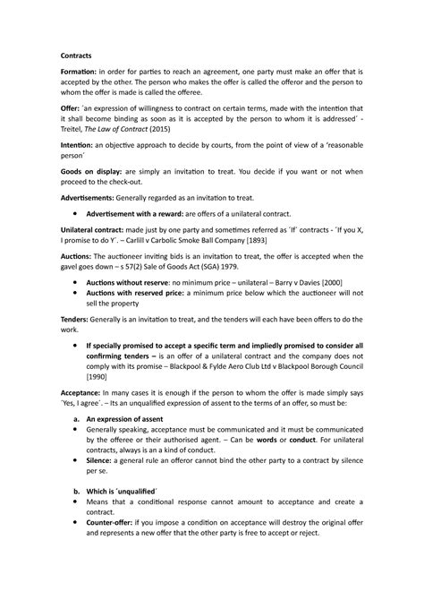 Contract - Review - A compilation of notes from textbooks and workshops ...