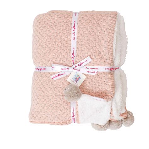 Snuggly Kids Winter Knitted Blanket with Sherpa - Coral Pink ...