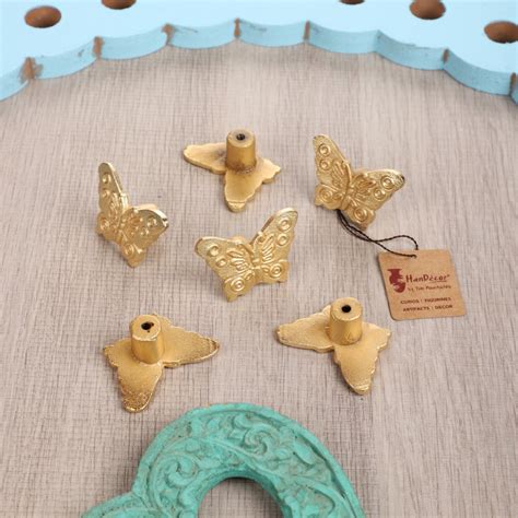 Butterfly Design Cabinet/Wardrobe Knobs Golden - Pack of 6