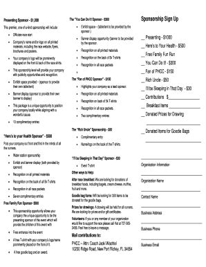 Fillable Online Presenting Sponsor $1,000 This premier, oneofakind ...