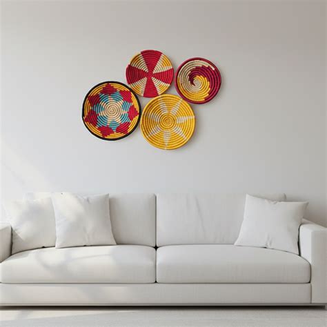 Sabai Grass Sunshine Wall Baskets | Multicolor| Set of 4 – The Muse Homes