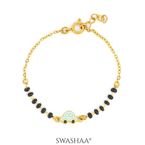 Tiny Wheels Car Charm 18K Gold Plated Kid's Nazariya Bracelet – Swashaa