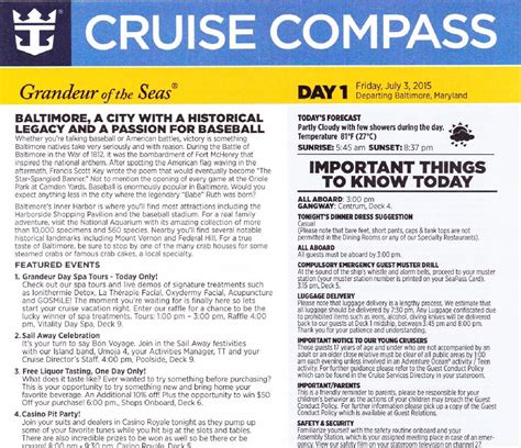 Grandeur of the Seas 7-night Caribbean Cruise Compass - July 3, by ...