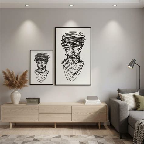 Modern Abstract Line Face Metal Wall Art with Aluminum Frame – VIIVAZ
