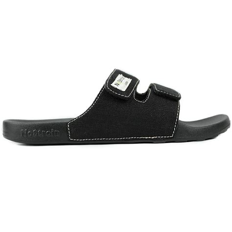 Men Linen Parallel Sugar Sliders - Midnight Black