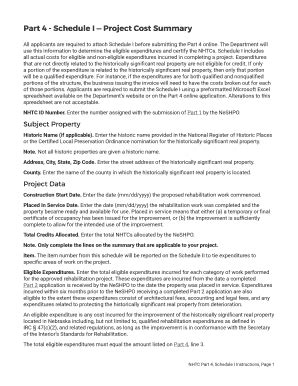 Fillable Online Part 4 - Schedule I Project Cost Summary Fax Email ...