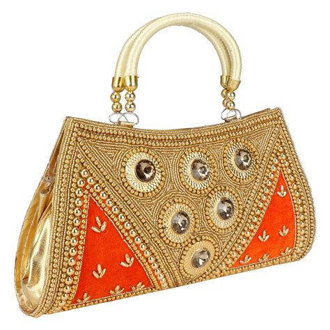 Vanya Handicraft Collection Women's Clutch (AMZ-36_Orange) : Amazon.in ...