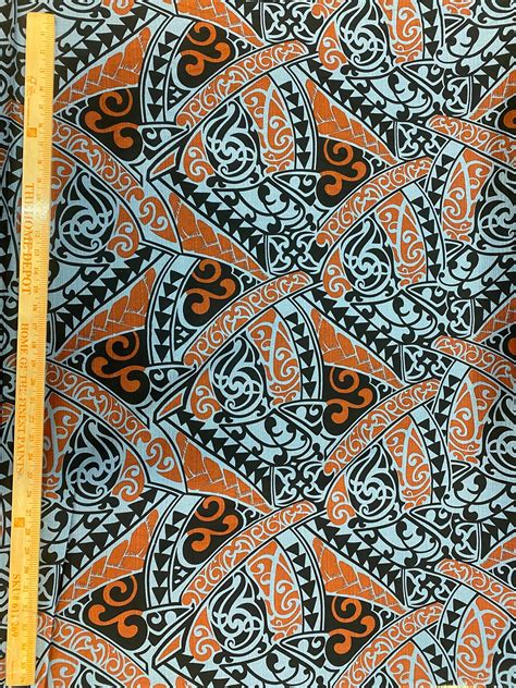 Polynesian Tapa Fabric - 100% Cotton, Tribal Design, Sold By The Yard ...