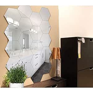 Buy WallDaddy - 20 Hexagonal Silver Wall Decor 3D Acrylic Decorative ...