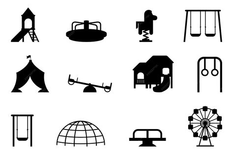 Premium Vector | Playground silhouette collection kid playground ...