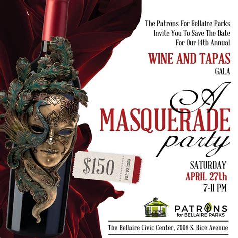 A Masquerade Party - Wine and Tapas 2024, Bellaire Civic Center, 27 ...