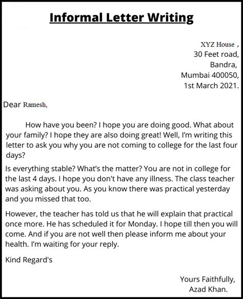 Informal Letter Format 的图像结果