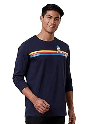 Buy The Souled Store Men Official Donald Duck: Stripes Navy Blue ...