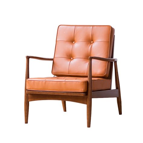 北欧实木复古沙发椅极简休闲椅真皮单人椅子皮质家用单椅阳台轻奢