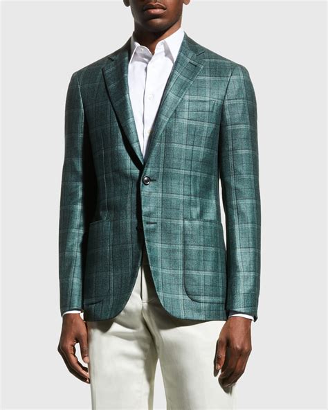 Canali Men's Windowpane Sport Coat | Neiman Marcus