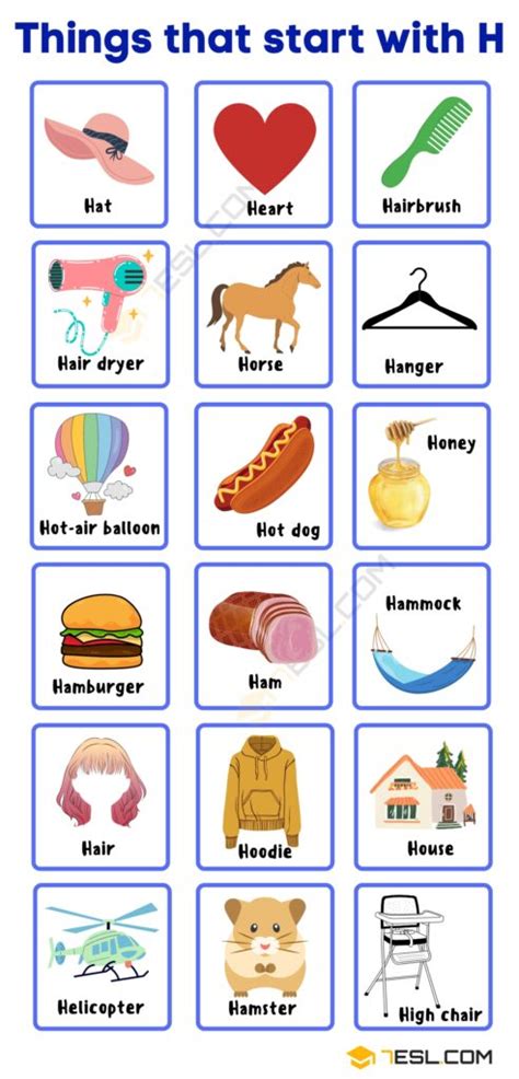 Things that Start with H in English • 7ESL