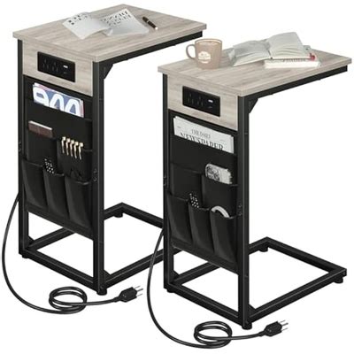 AMHANCIBLE C Shaped End Table with Charging Station, India | Ubuy