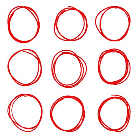 Premium Vector | Set of Red circle line sketch