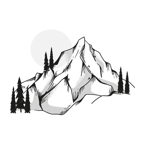 Free Vector | Hand drawn mountain outline illustration
