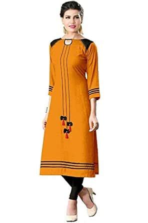 VARNIWARE Women's Modern Style Namo Rayon Kurti(Orange) : Amazon.in ...