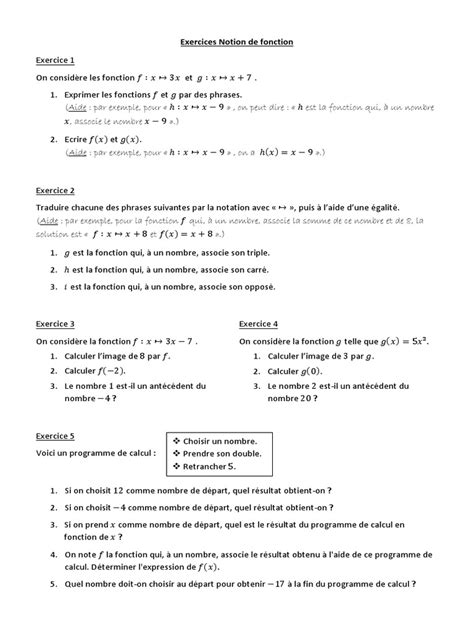 Image result for Fonction Math Exercices