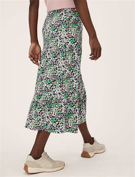 Buy Pure Cotton Ditsy Floral Midi Tiered Skirt at Marks & Spencer