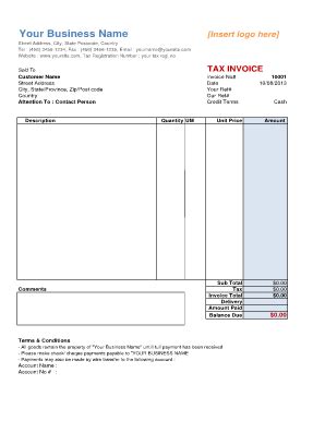 18 Printable Tax Invoice Template Forms - Fillable Samples in PDF, Word ...