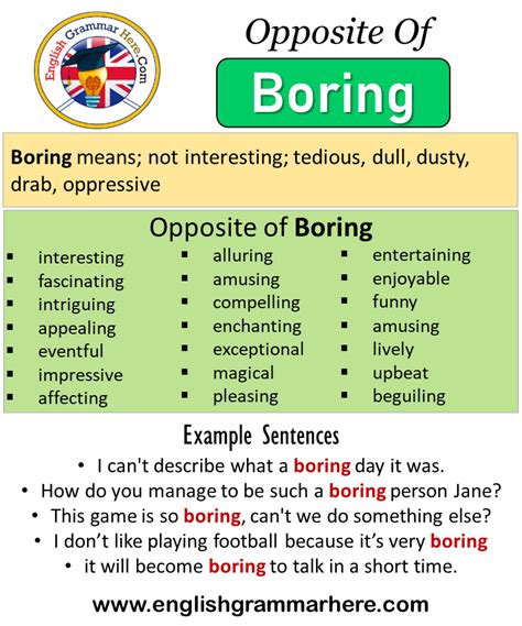 Opposite Of Boring, Antonyms of Boring, Meaning and Example Sentences ...