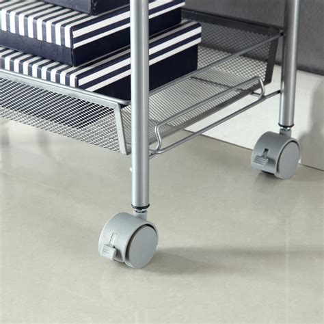 Buy 3-Tier Wire Metal Mesh Shelves, Heavy Duty Utility Rolling Cart ...
