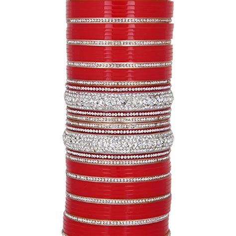 Buy Nand Suhag Chura Red Plastic Wedding Bangle Set for Women, Size: 2. ...