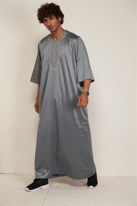 Mens Moroccan Kandura - Ash Gray | Hijazi