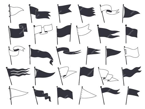 Isolated retro pennants white and black flags | Premium Vector