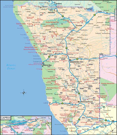 Large detailed road map of Namibia. Namibia large detailed road map ...