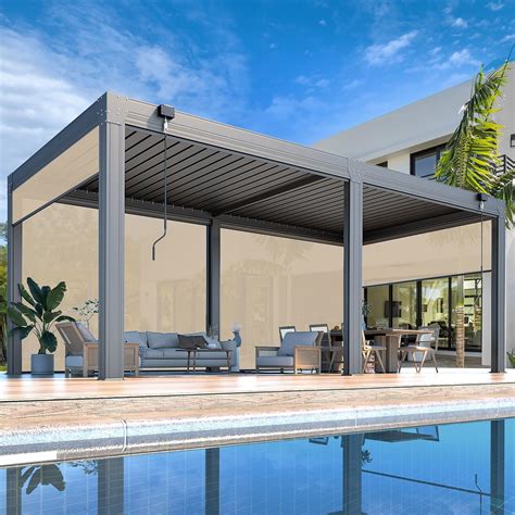 MELLCOM 10x20ft Louvered Pergola with 6-Panel India | Ubuy