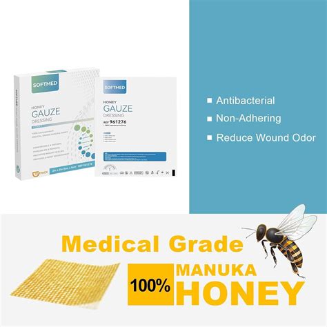 Manuka Honey Gauze Wound Dressing 2x2, 10-Pack - Non-Stick Bandage for Cuts, Surgical Wounds ...