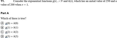 Consider the exponential functions g(x) = 5x and h(x), which has an ...