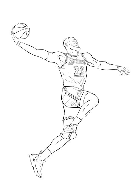 Lebron James Dunking Coloring Page - Free Printable Templates