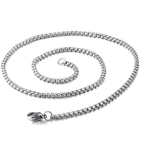Popcorn Box Link 316L Stainless Steel Silver Necklace Chain Men – ZIVOM