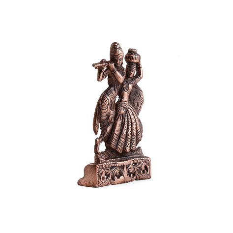 Buy Online Sculpture of Radha Krishna Playing Flute Metal Wall Hanging ...