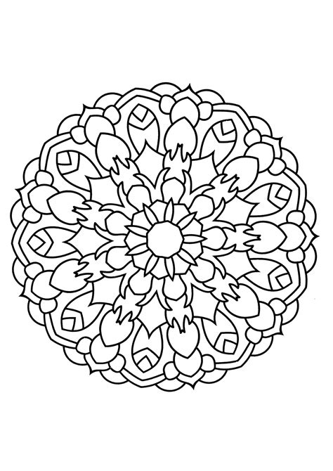 Mandala with thick lines - Mandala Coloring Pages for Kids