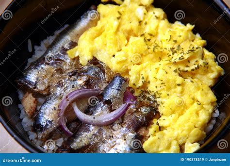 Fried Sardines Fish and Scrambled Egg Stock Image - Image of flavor ...